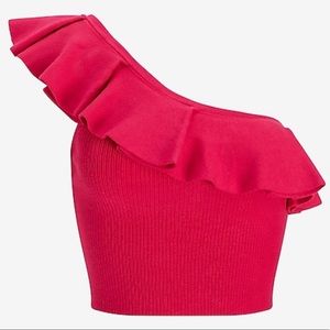🆕EXPRESS Pink One Shoulder Cropped Sweater Tank - Size: S
